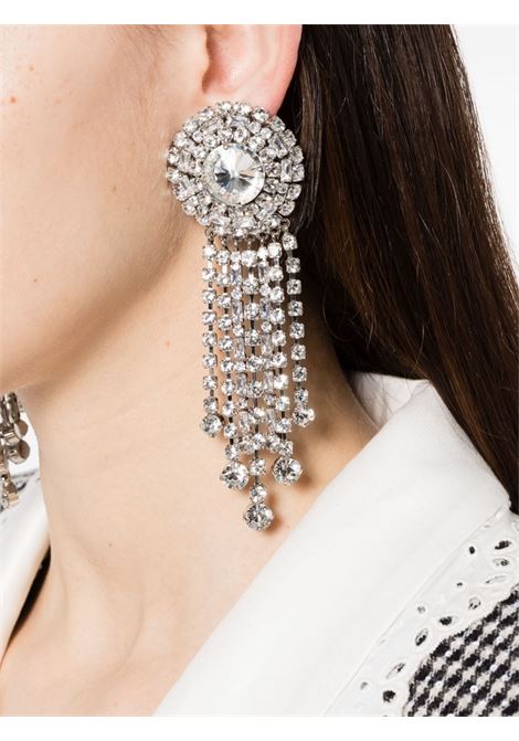 Silver crystal embellished dangle earrings women ALESSANDRA